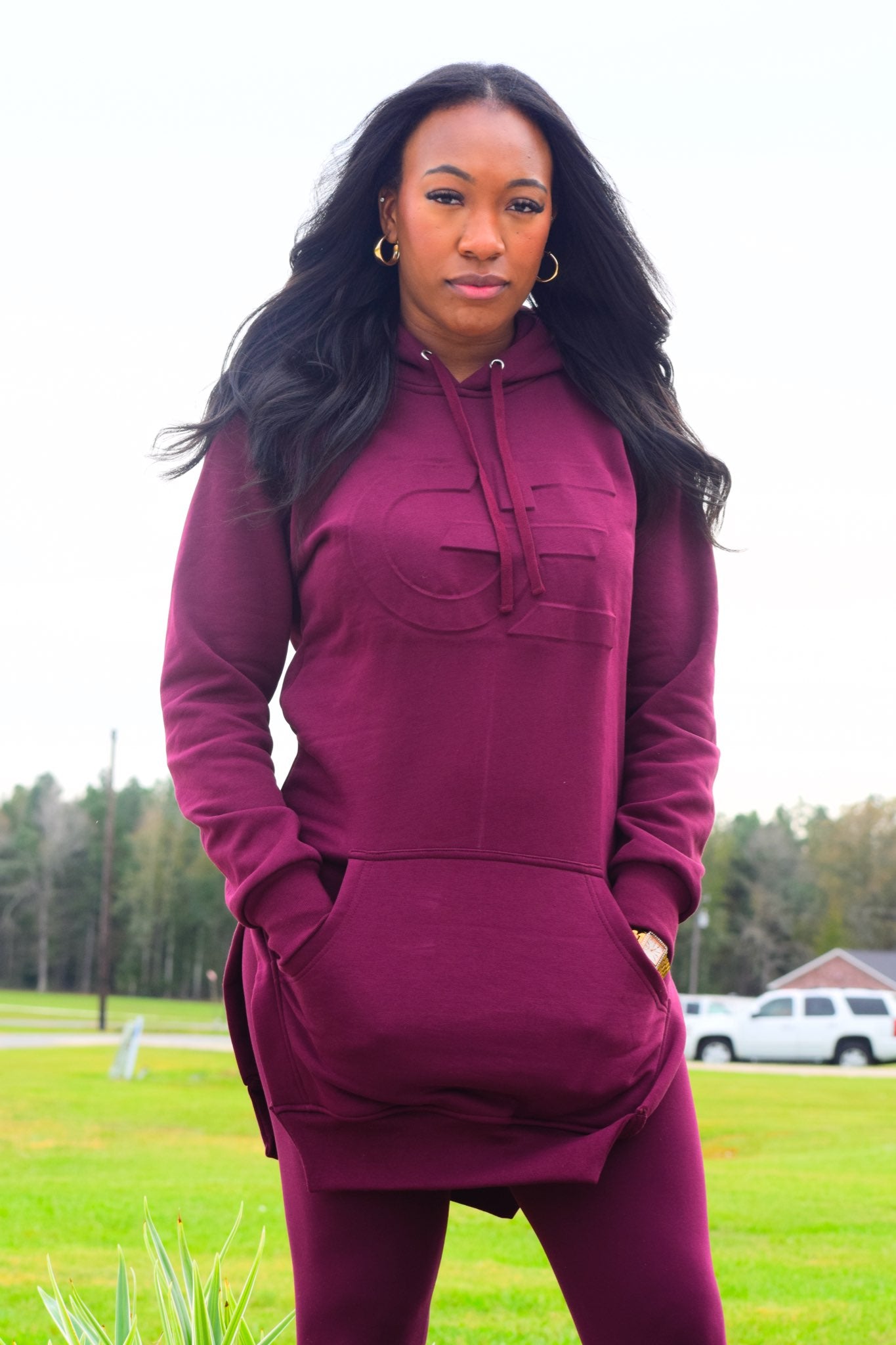 Women's Embossed Hoodie Dress