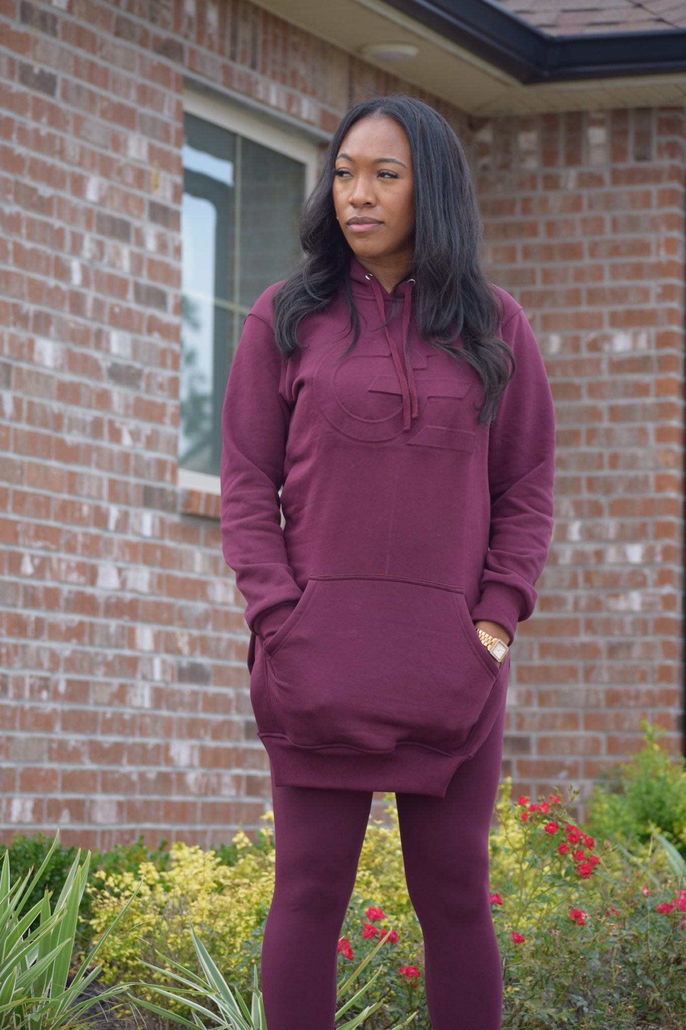 Women's Embossed Hoodie Dress