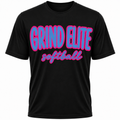 Grind Elite Softball Bubble Letter Tee/ Blue letter Pink Outline
